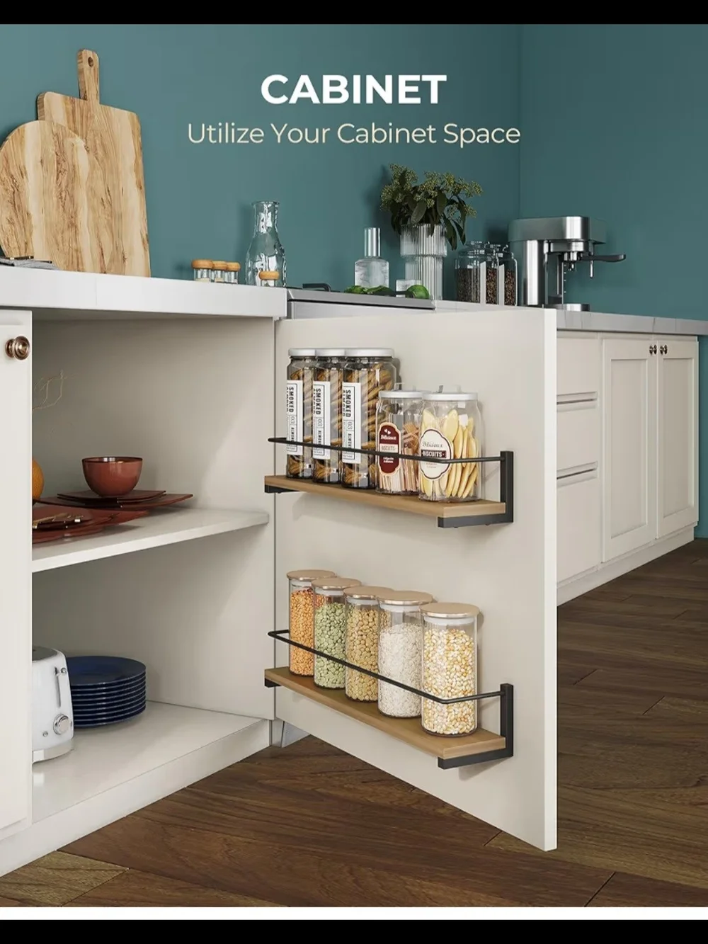 Modern Black and Natural Wood Wall Shelf - Brand: Oropy